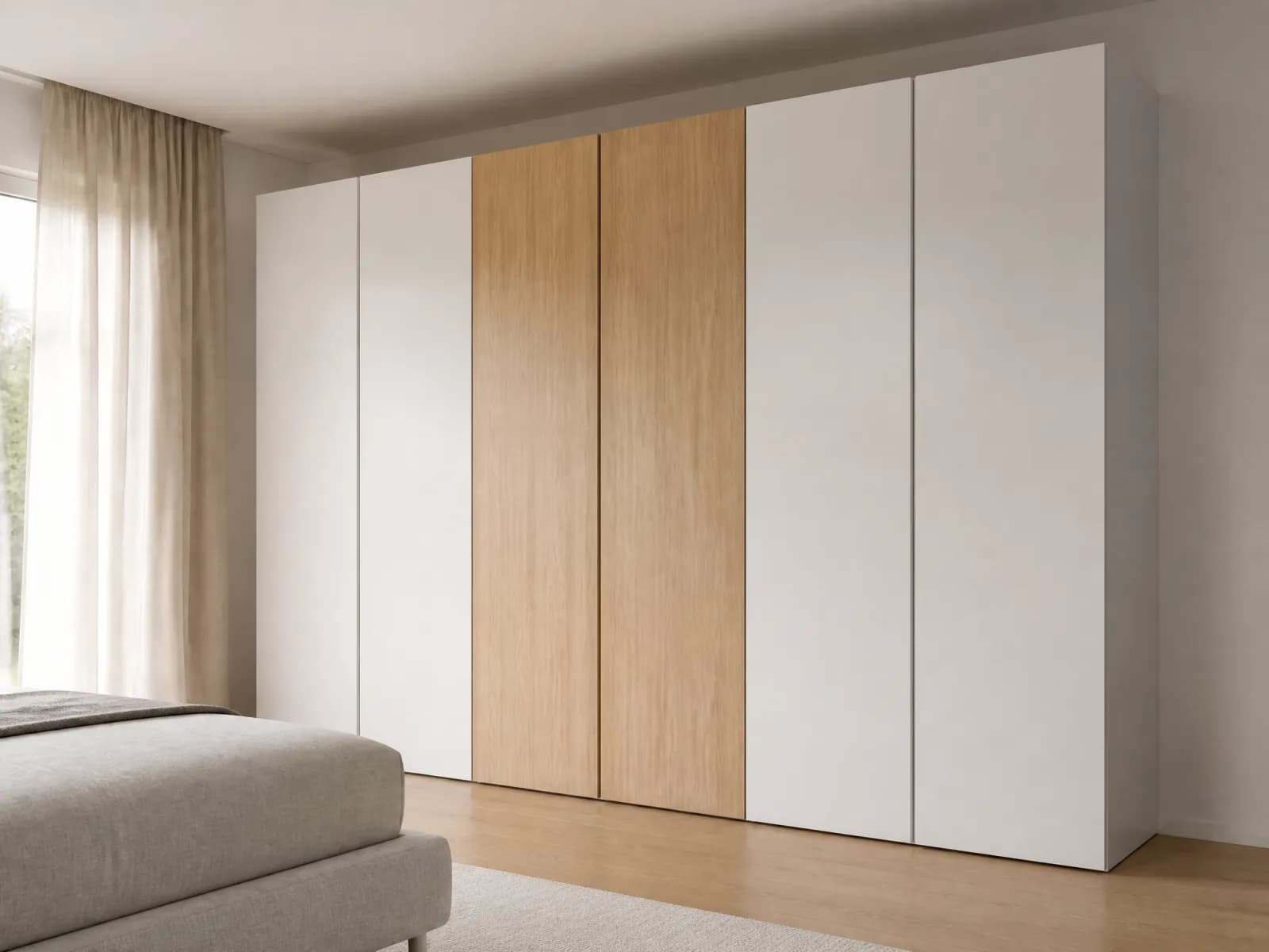 Armadio 6 ante battenti 275 cm rovere e bianco opaco - Immagine 1