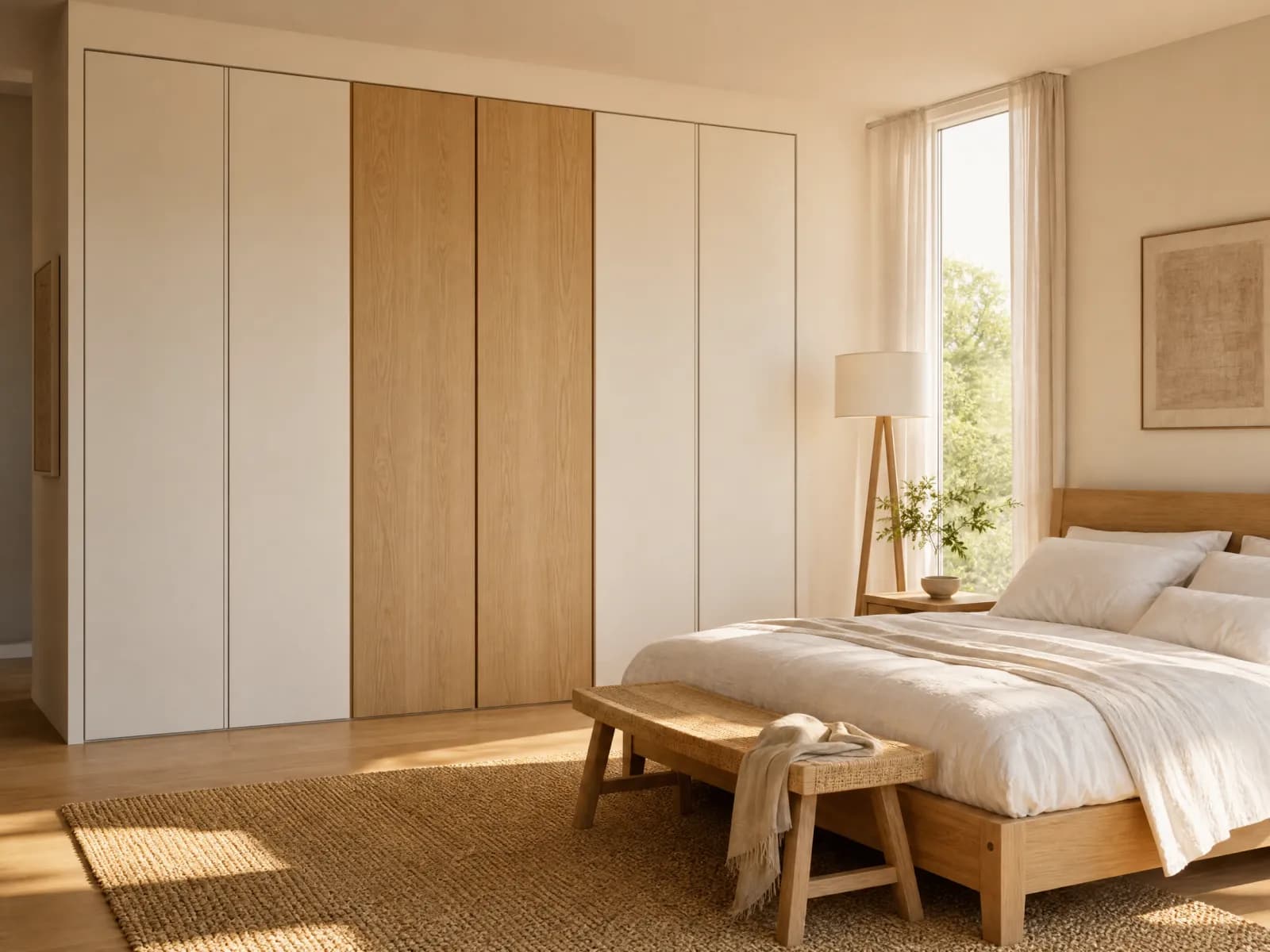 Armadio 6 ante battenti 275 cm rovere e bianco opaco - Miniatura 3