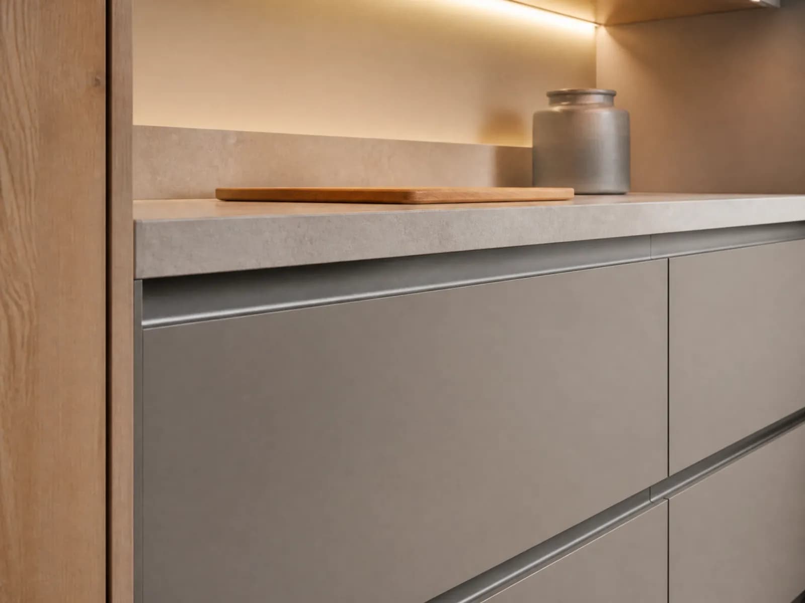 Cucina lineare 5 metri 480 cm grigio argilla e rovere - Miniatura 2