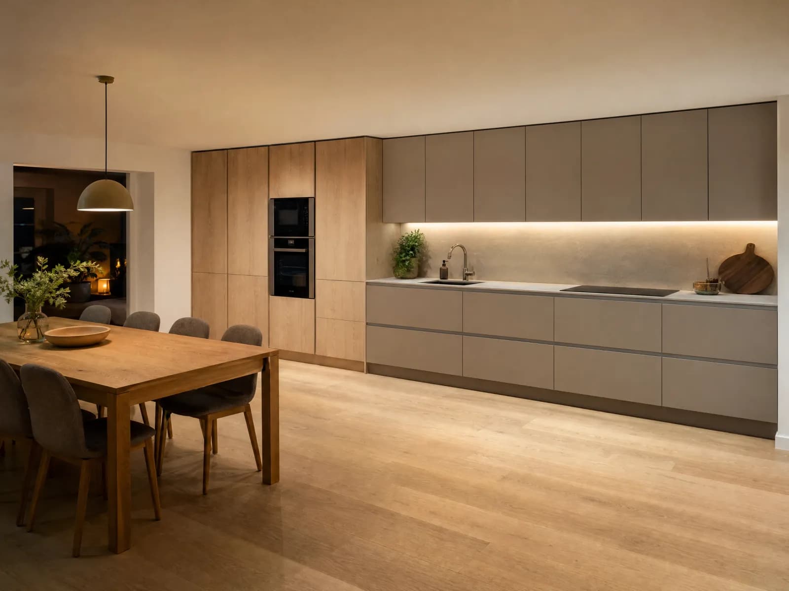 Cucina lineare 5 metri 480 cm grigio argilla e rovere - Miniatura 3