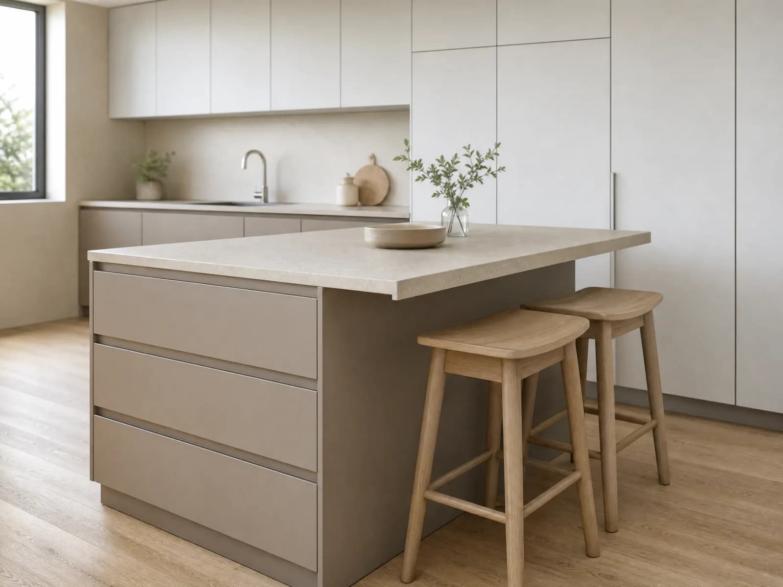 Cucina piccola con penisola 240 cm tortora e bianco - Miniatura 2