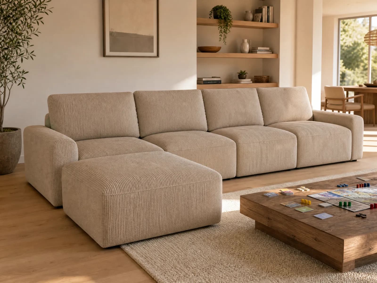 Divano 4 posti modulare 300 cm in tessuto chenille - Miniatura 3