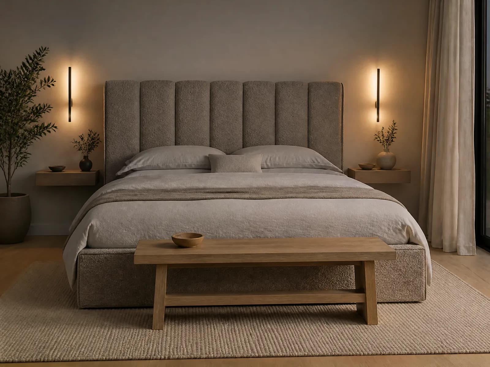 Letto contenitore imbottito 160x200 testiera alta tortora - Miniatura 3