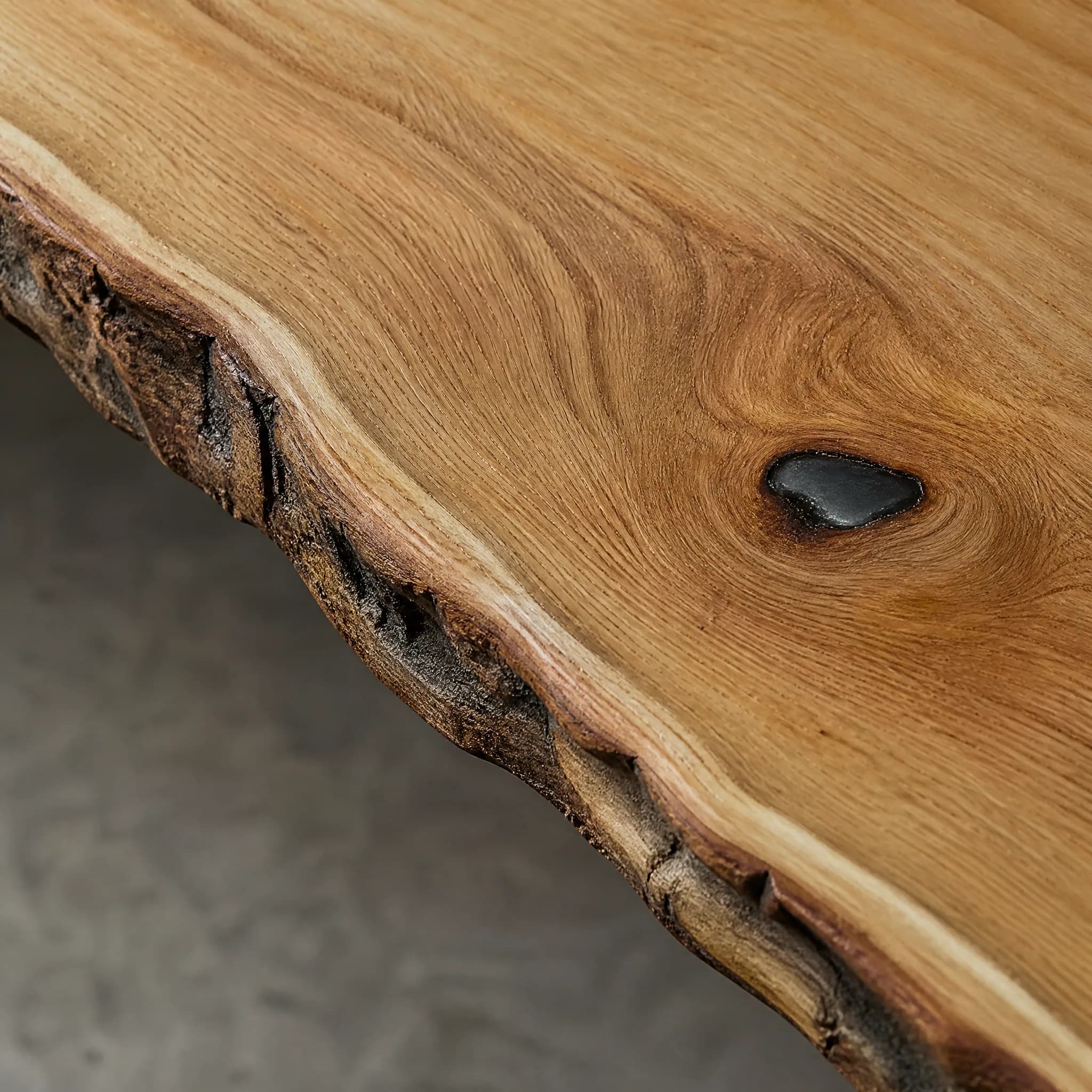 Piano tavolo in rovere massello bordo naturale 200 cm - Miniatura 2