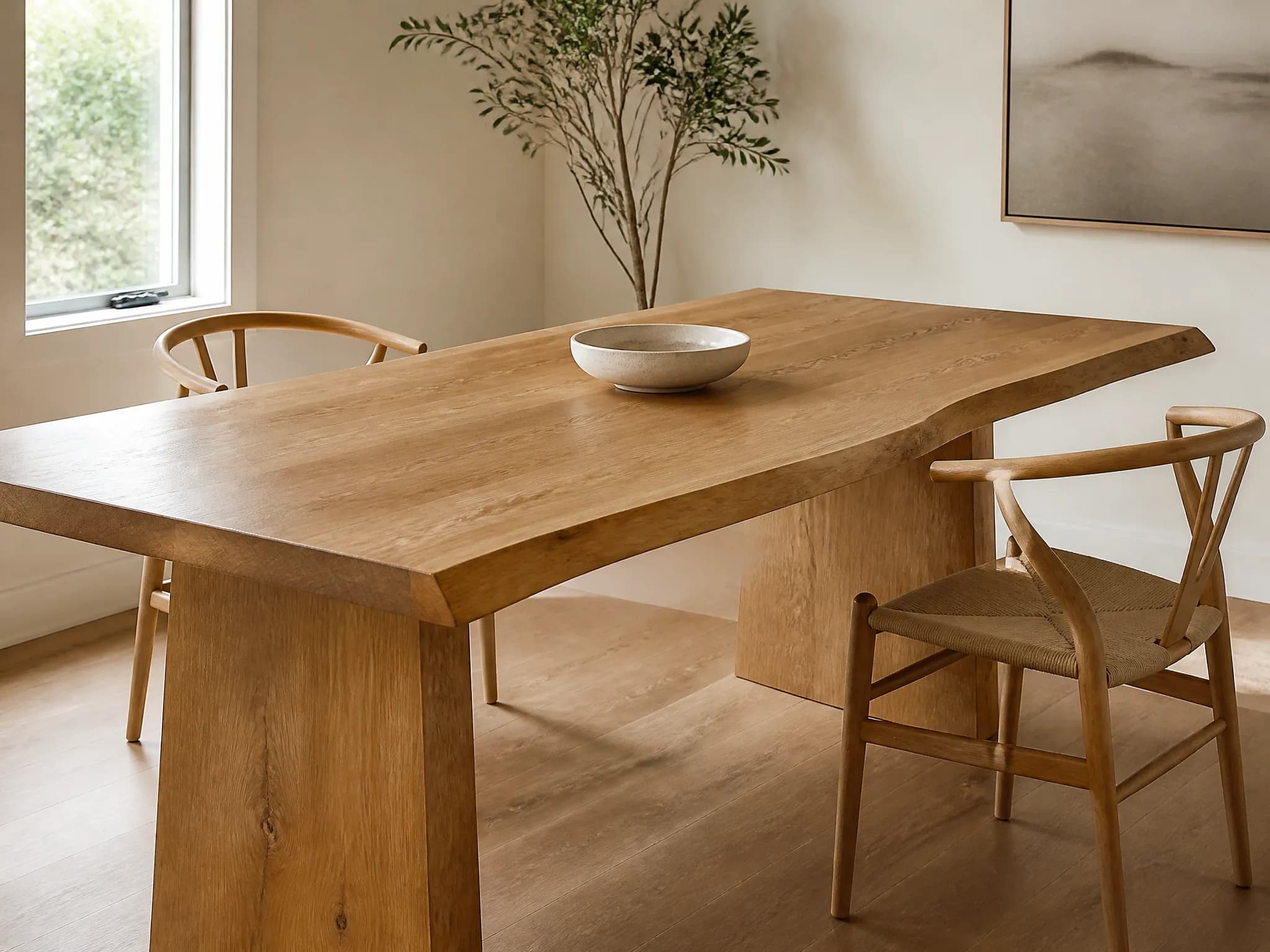 Piano tavolo in rovere massello bordo naturale 200 cm - Miniatura 3