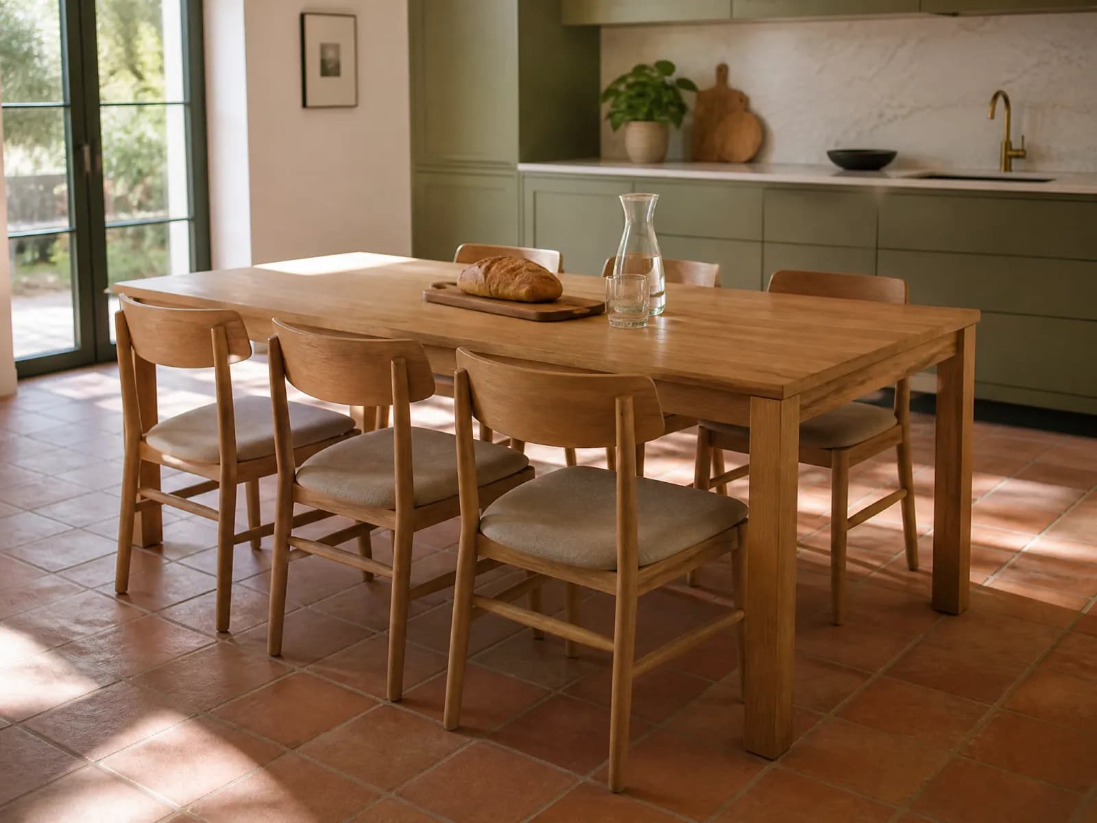Tavolo in legno massello di rovere 200 × 95 cm, gambe in rovere - Miniatura 3