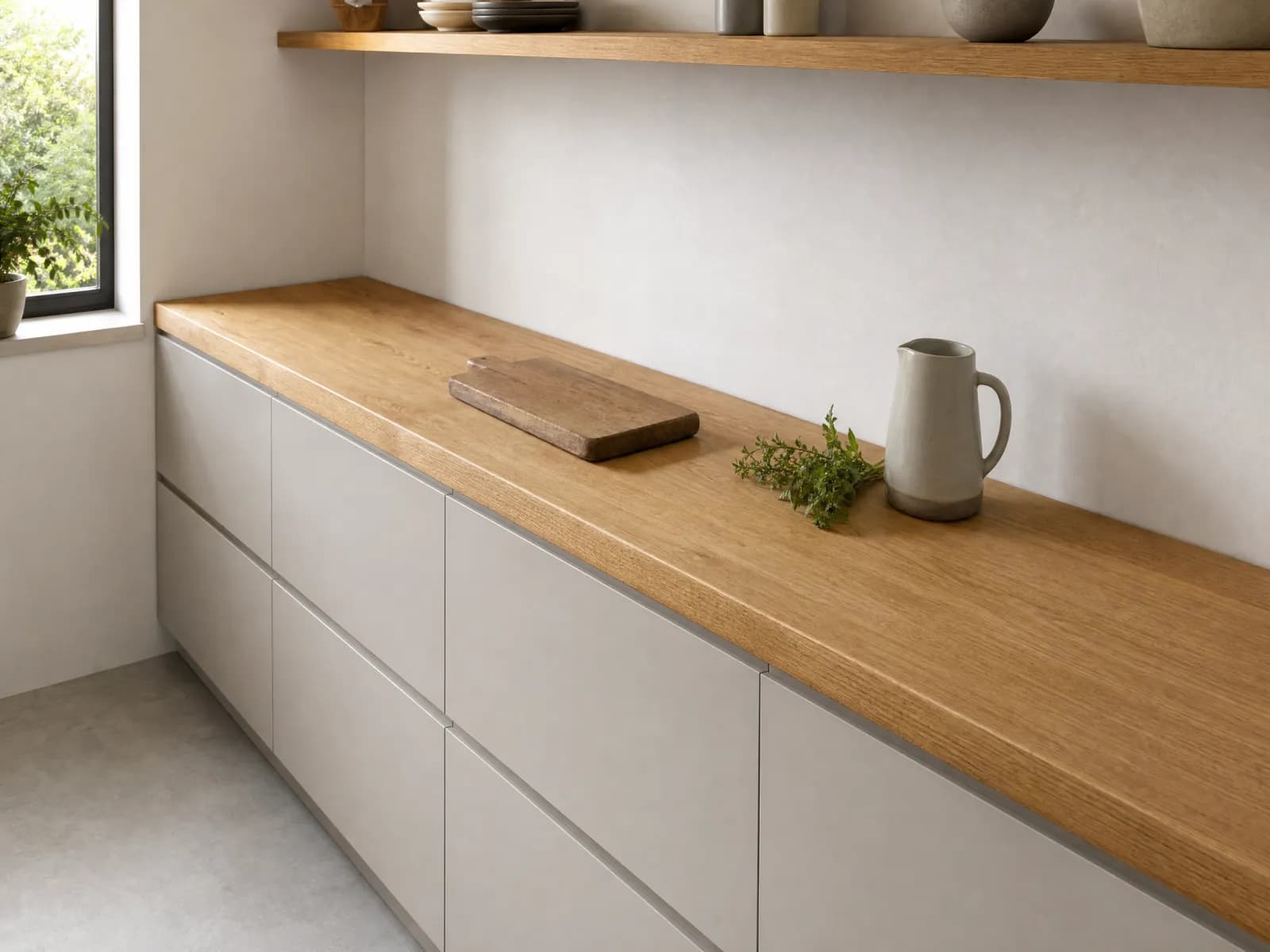 Top cucina rovere massello 40 mm lamelle continue 300 x 62 cm - Miniatura 3