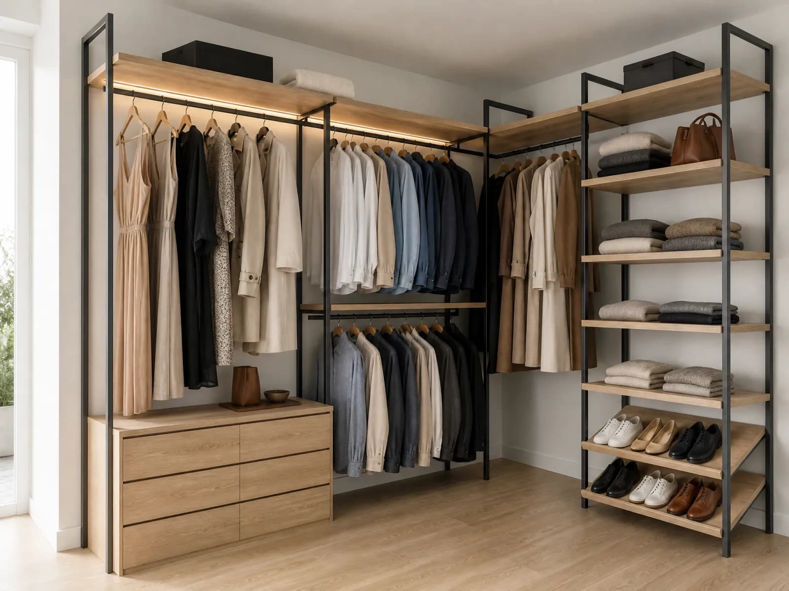 Cabina armadio su misura angolare 250x200 cm a giorno - Immagine 1
