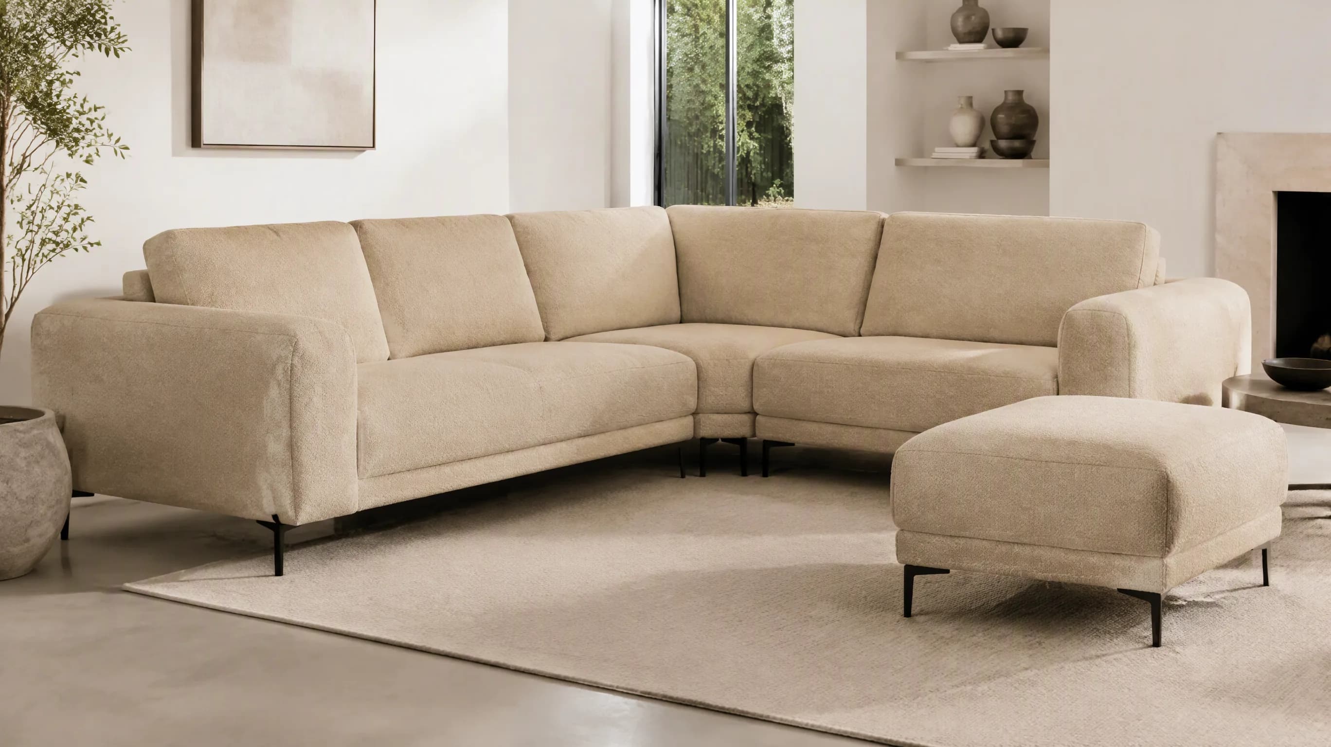 Divano angolare design 290 cm, vista a tre quarti
