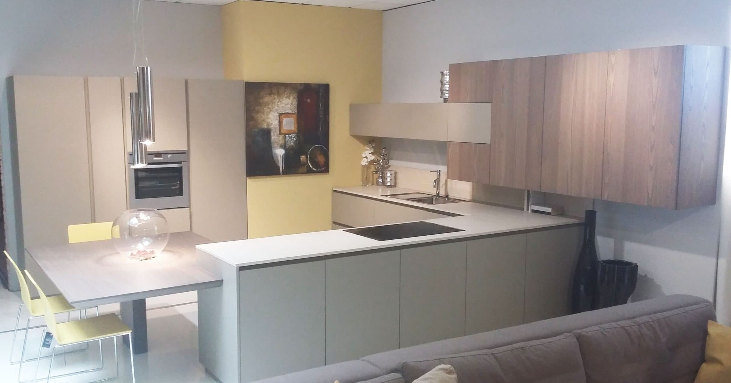 Cucina laccato sabbia opaco e olmo biscotto - Immagine 1