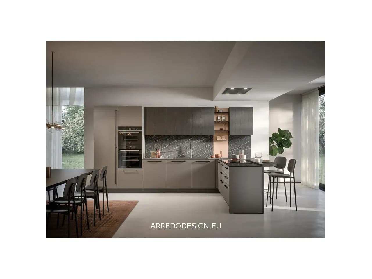 Cucina lineare in nobilitato Domino | Vari colori - Immagine 1