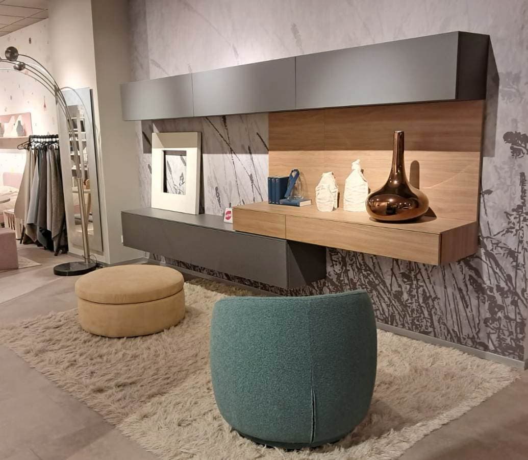 Soggiorno sospeso grigio piombo e noce L.360 - Immagine 1