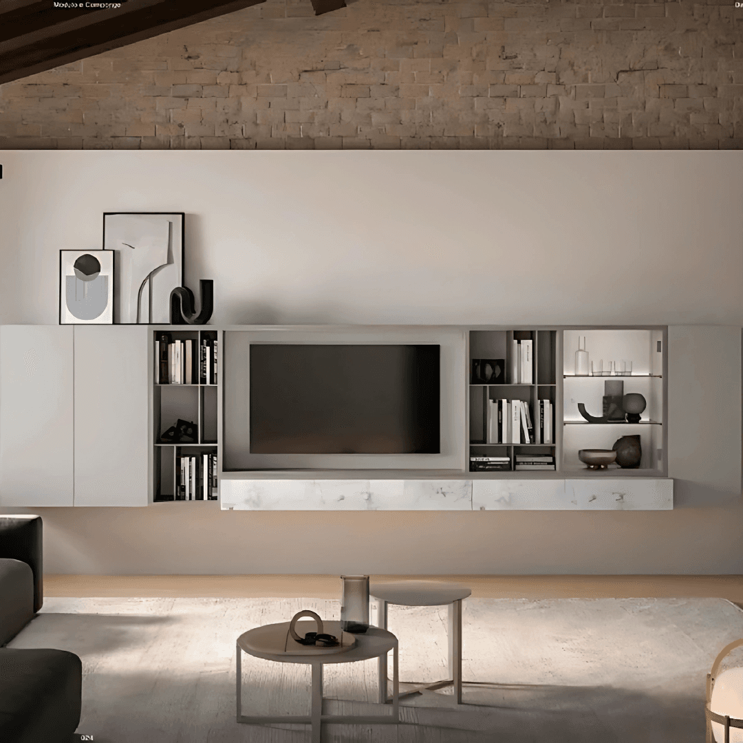 🖤 Parete Attrezzata Day 2 di Orme – Design esclusivo con vetro Calacatta ✨ A prezzo outlet! - Immagine 1