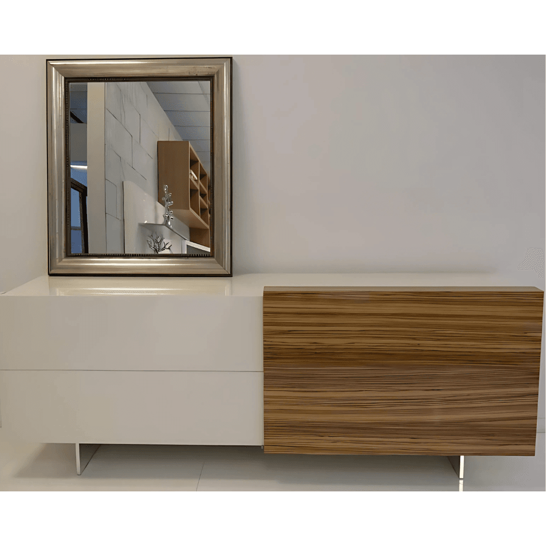 🌟 Madia Laccato Bianco Lucido e Zebrano Lucido – Eleganza e Funzionalità! 🔥 - Immagine 1