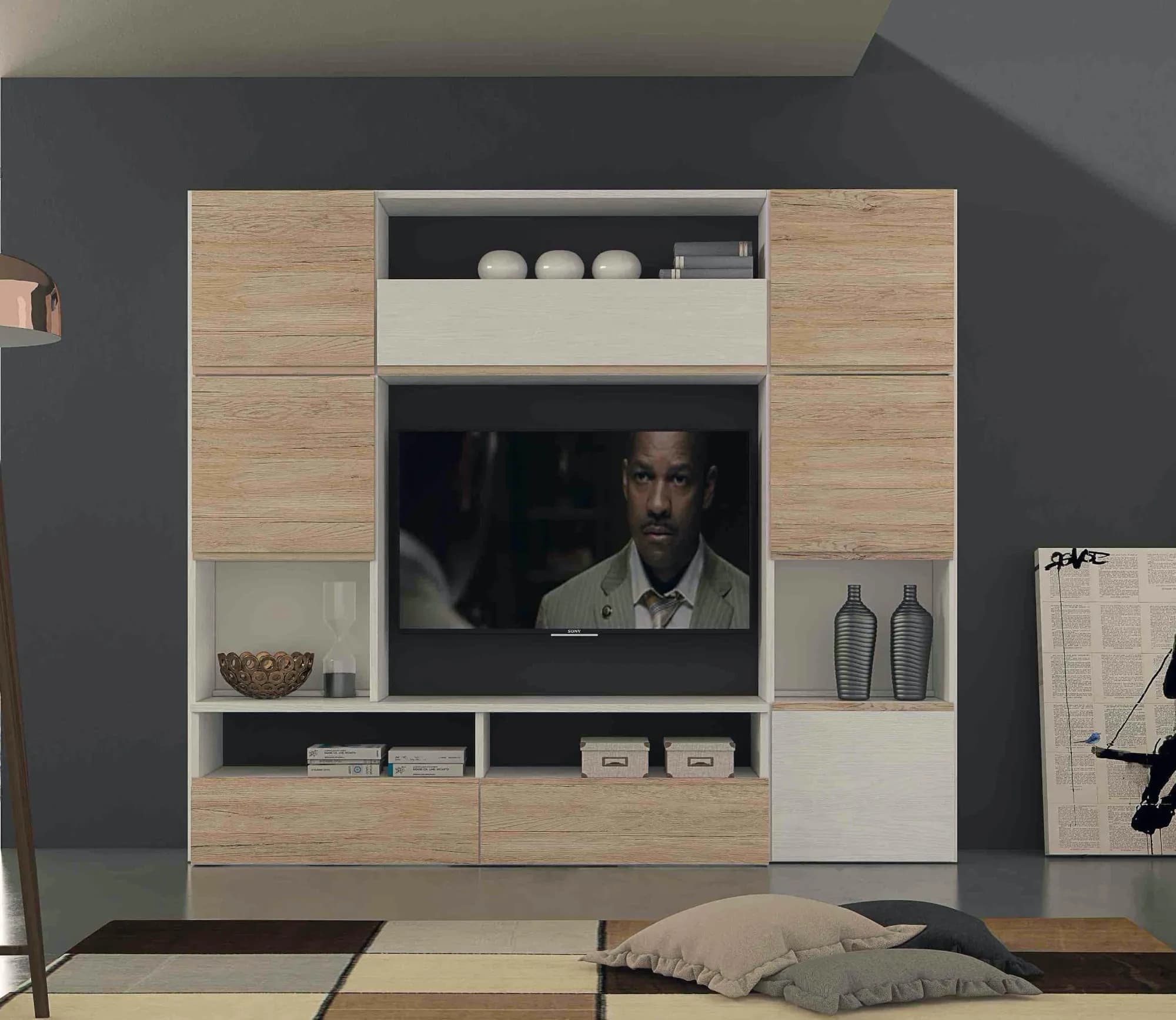 Parete Attrezzata Oak 1 – Stile Naturale, Funzionalità Moderna! 🪵✨ - Immagine 1