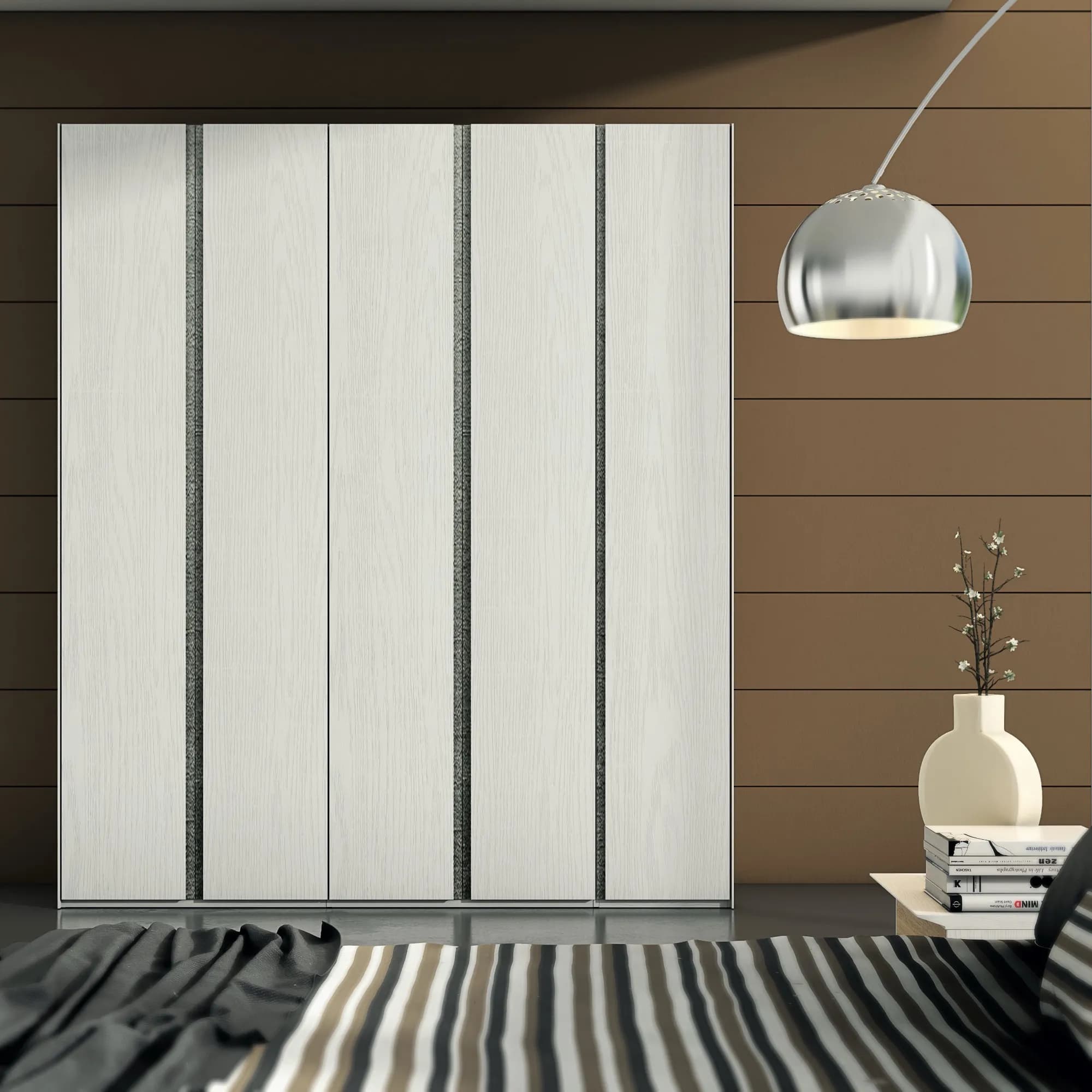 Armadio 5 ante battenti Stone con anta specchio e maniglia a gola - Prezzo outlet! - Immagine 1