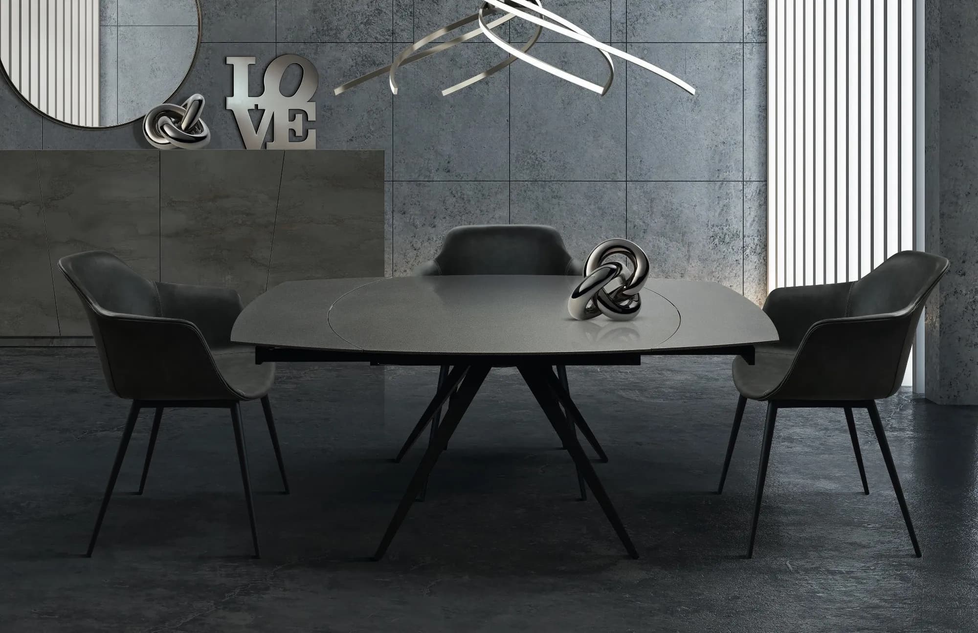 Tavolo allungabile GRAPHIX in vetroceramica grafite - Design iconico e facilitĂ dâuso - Immagine 1