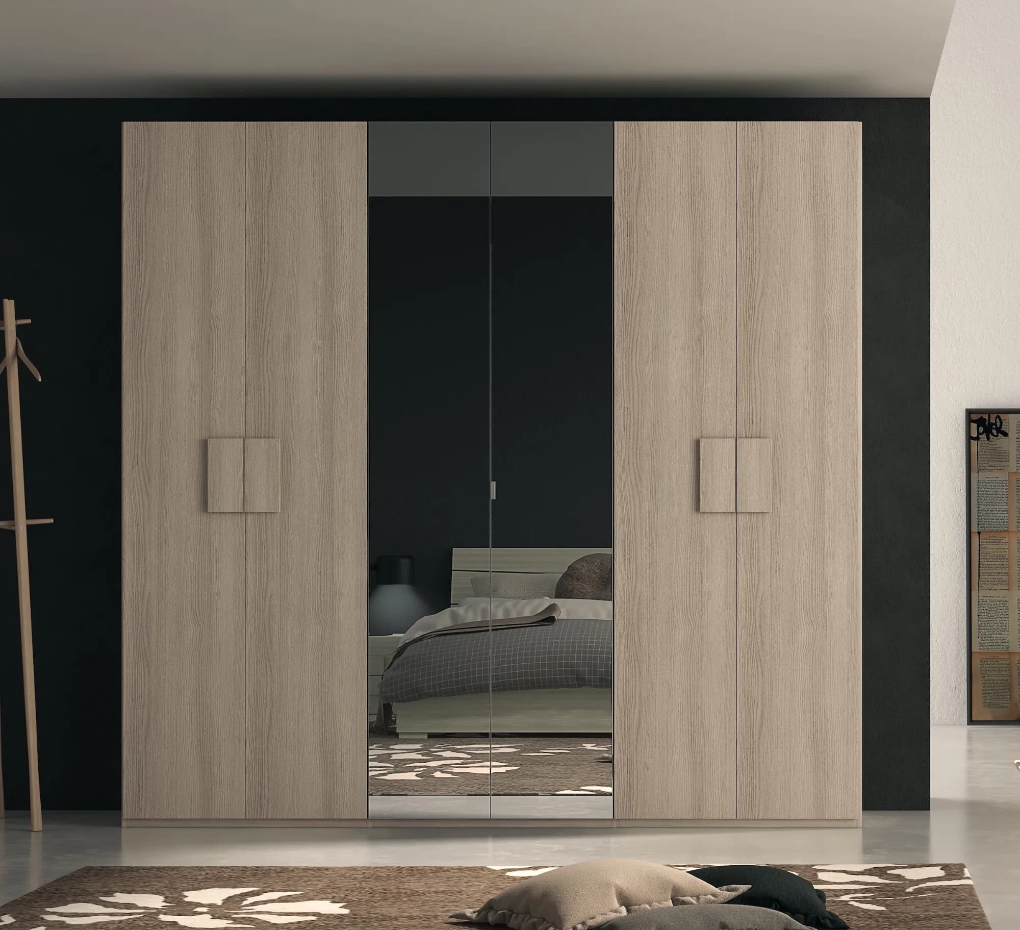 Armadio Nature 6 ante – Specchi centrali e stile naturale - Immagine 1