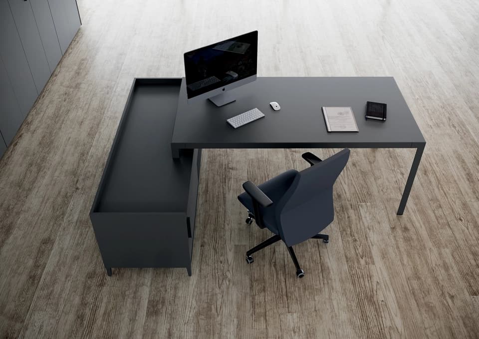 Ufficio Semidirezionale Moderno – Eleganza in Scala di Grigi - Immagine 1