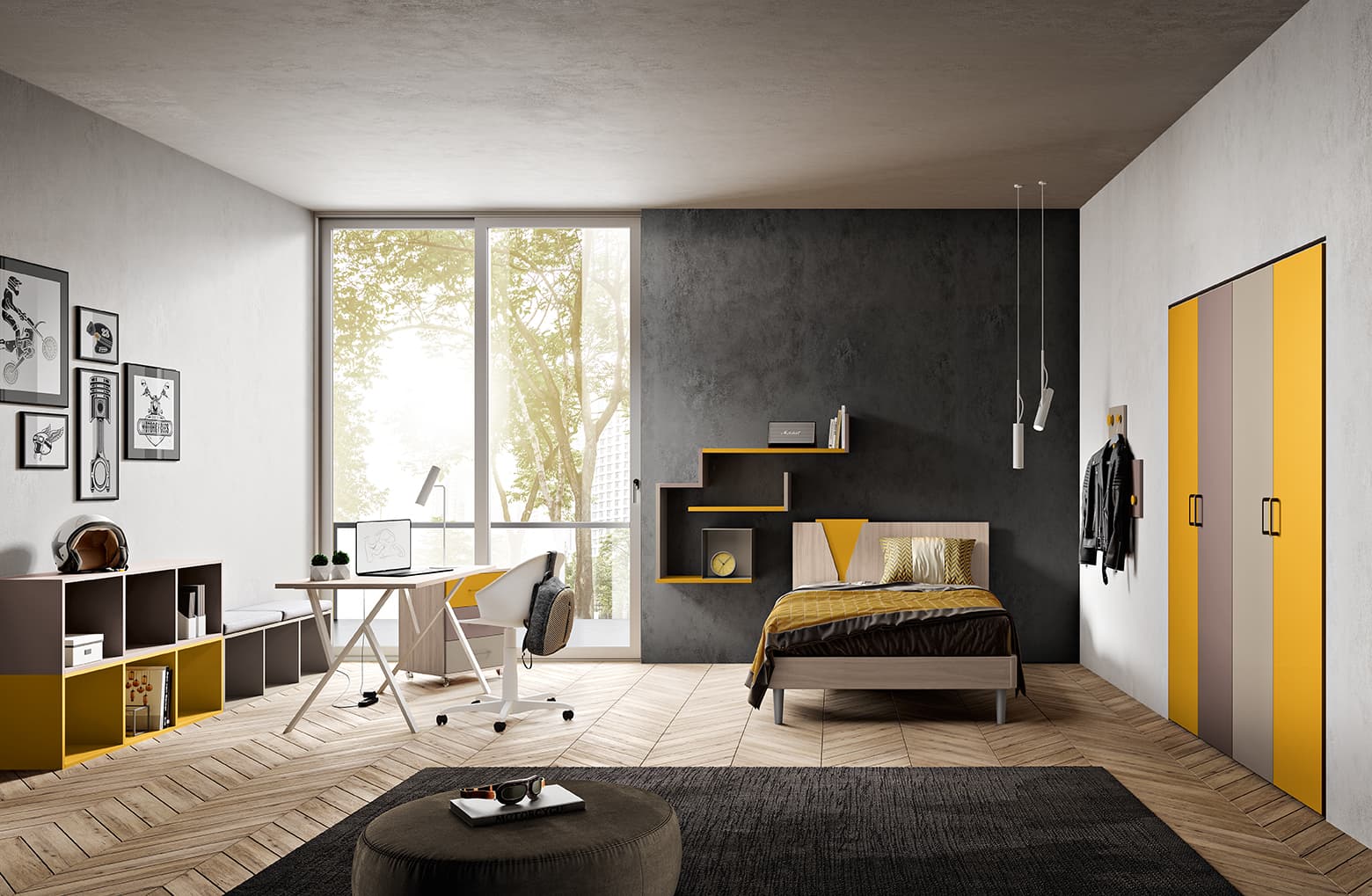 Cameretta OMNIA 6.01: Stile, Studio e Versatilità per i Ragazzi - Immagine 1