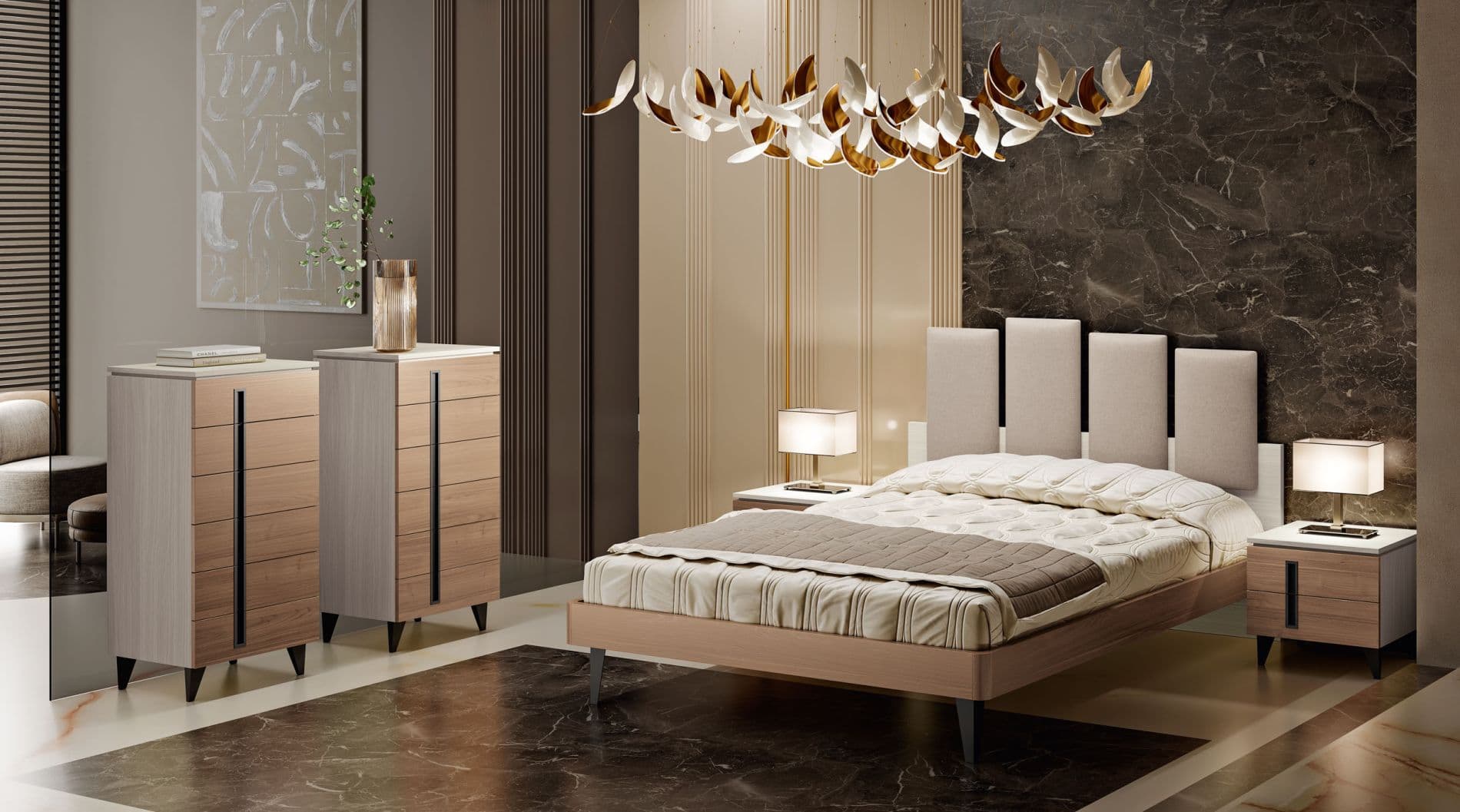 Camera Matrimoniale Lyra LY06: Minimalismo, Comfort e Ispirazione Celeste - Immagine 1