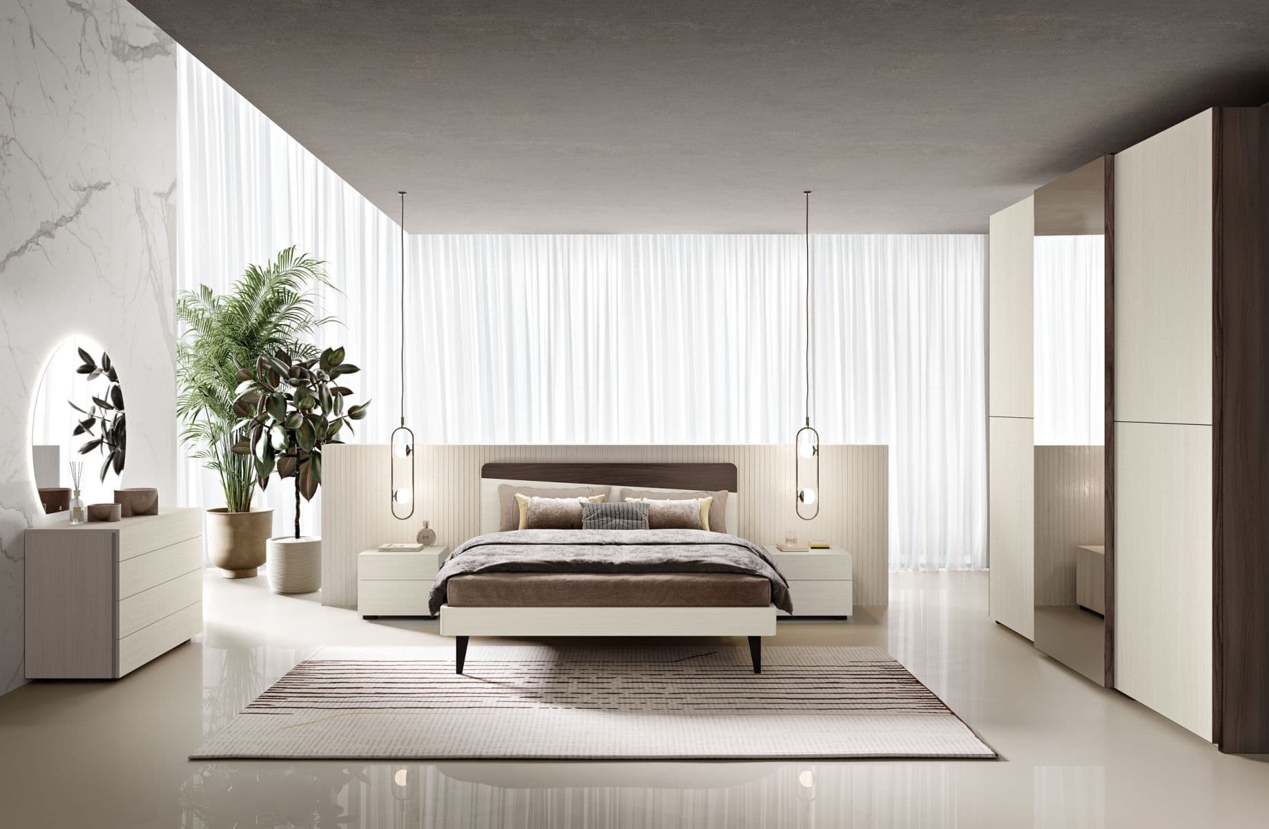 Camera Matrimoniale Lyra LY11: Minimalismo Raffinato e Ispirazione Celeste - Immagine 1