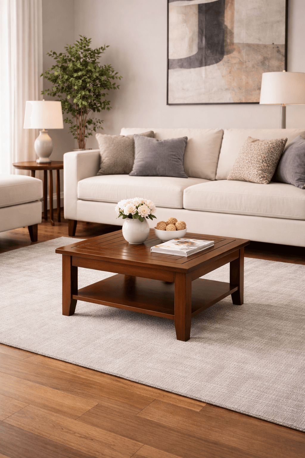 Geometrie di Classe: Tavolino Quadrato in Ciliegio - Immagine 1