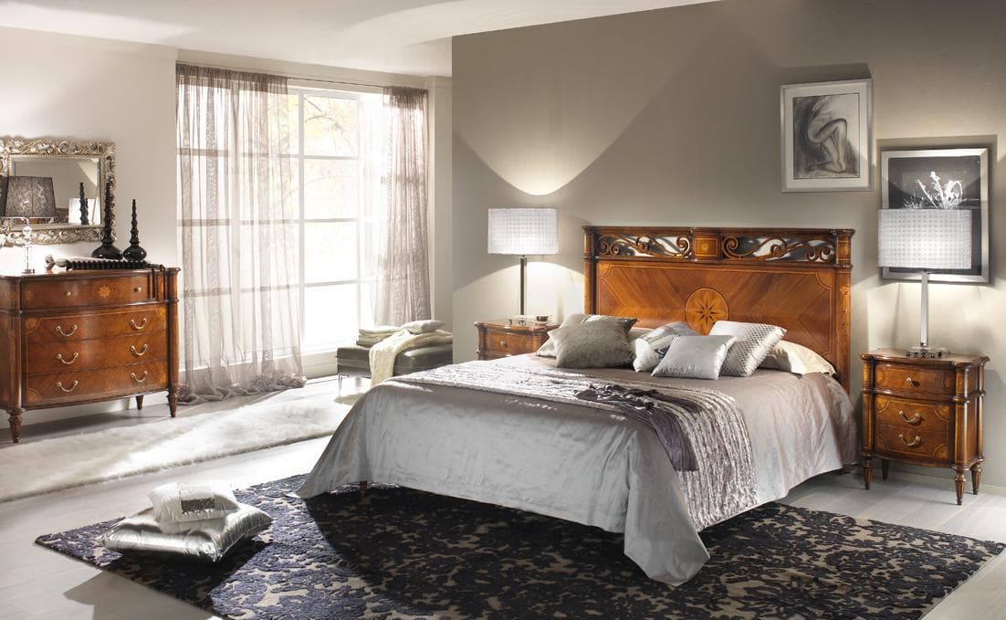 Eleganza Senza Tempo: Letto in Noce Intarsiato - Immagine 1