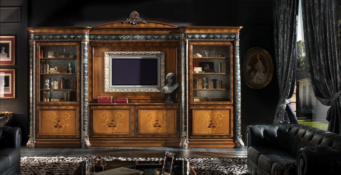 L’Olimpo della Biblioteca: Libreria Monumentale in Noce e Vetro - Immagine 1