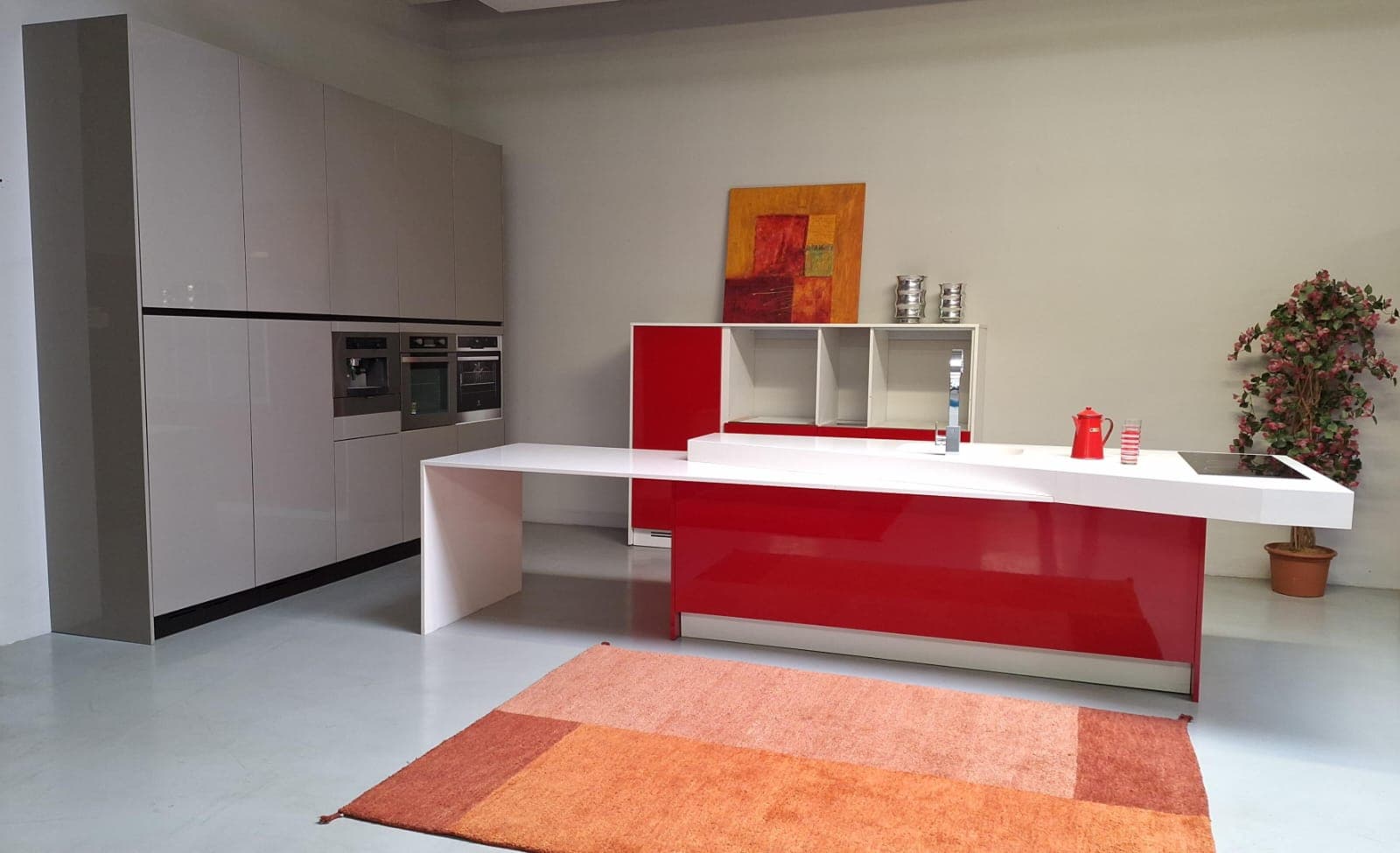 Cucina Diago piano quarzo bianco con vasca integrata