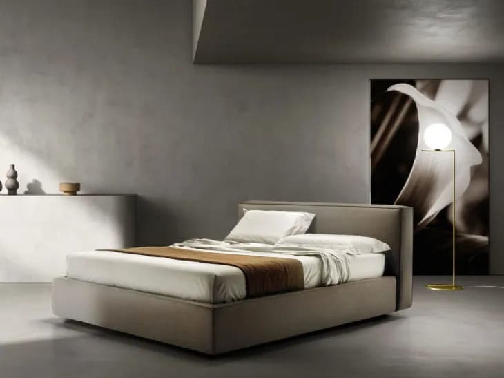 Letto con testiera Relaxed di Bside con box contenitore
