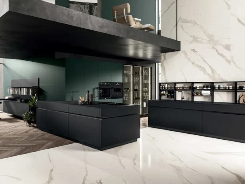 Sconto Outlet -30%! Cucina Area 22 Dibiesse con isola su misura Design moderno e finiture laccate eleganti