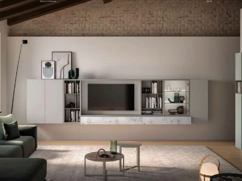 Parete Attrezzata Day di Orme in Offerta! Design su misura e vetro Calacatta a prezzo outlet