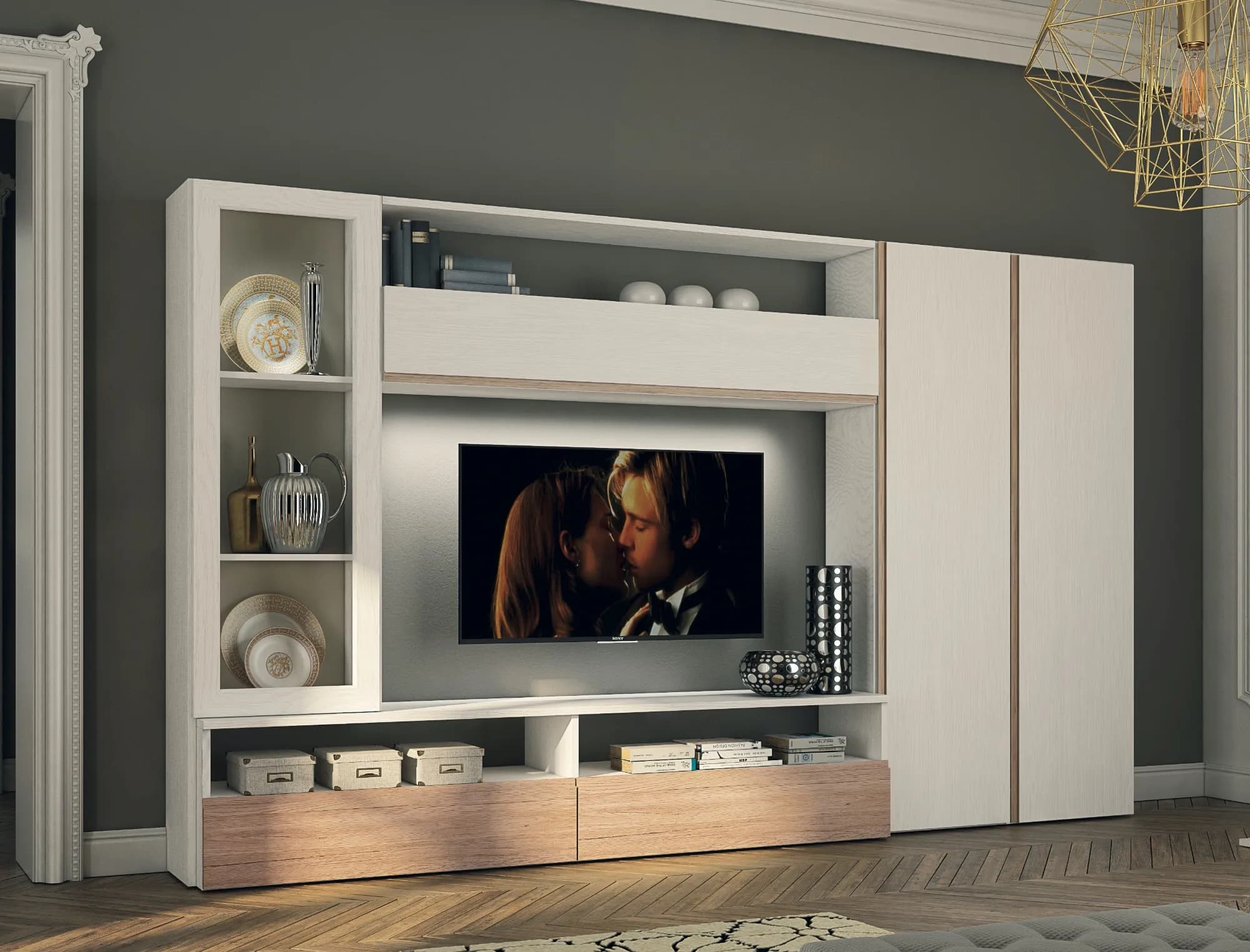 Parete Attrezzata OAK 2 — Stile Moderno & Massima Capienza | Prezzo Outlet Imperdibile