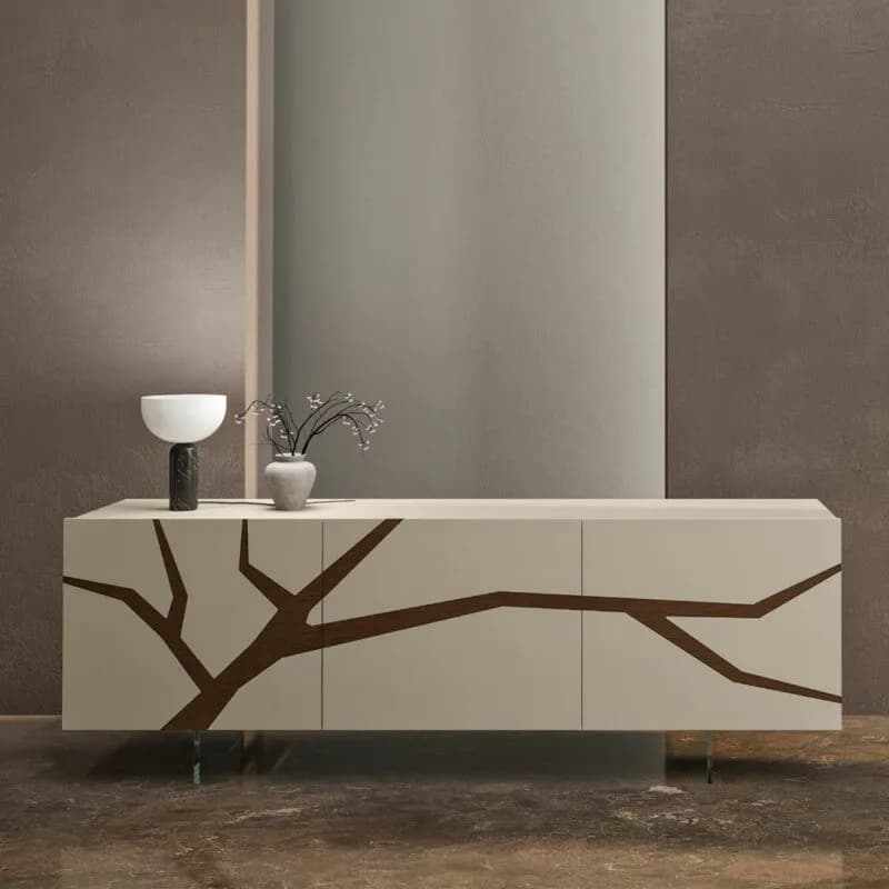 Offerta Outlet! Madia Tosca Fratelli Mirandola con ante intarsiate e piede in plexiglass