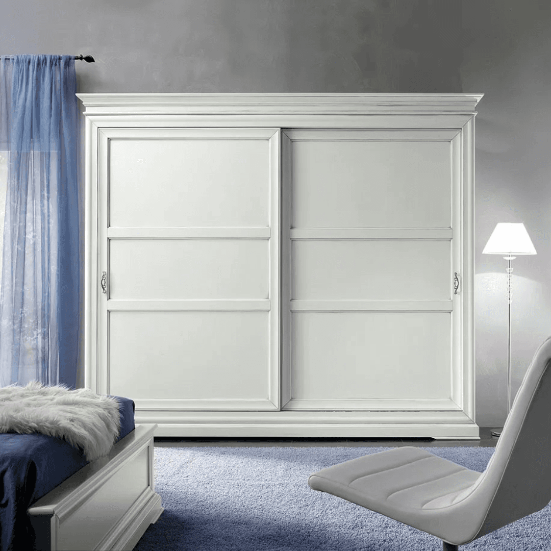 Armadio scorrevole 2 ante – Laccato bianco opaco – Design contemporaneo – Super offerta
