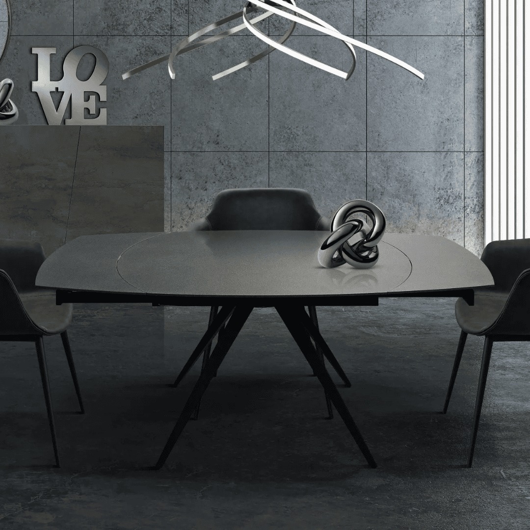 Tavolo allungabile Graphix in vetroceramica grafite - Design iconico e facilità d’uso