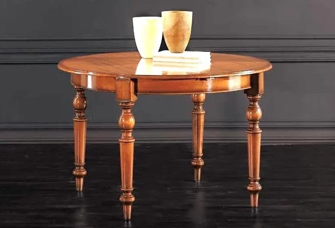 Tavolo rotondo allungabile English Torn – Eleganza stile inglese in legno massello lucidato a mano