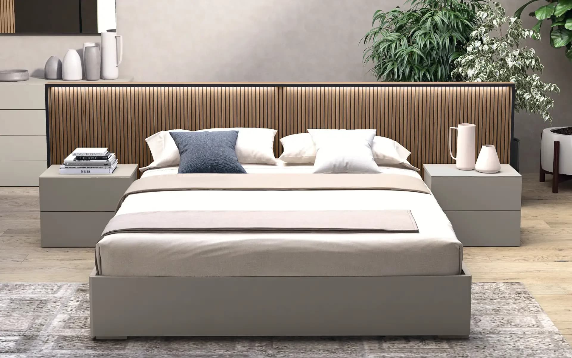 Letto Riga con Testiera Max e Contenitore – Design Imponente e Funzionale