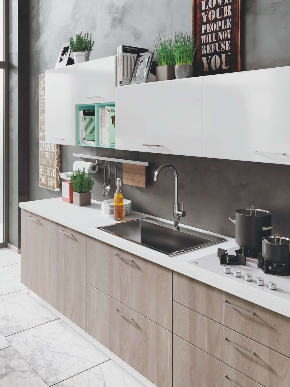 Cucina Moderna Kira: Finiture Ricercate e Design Versatile