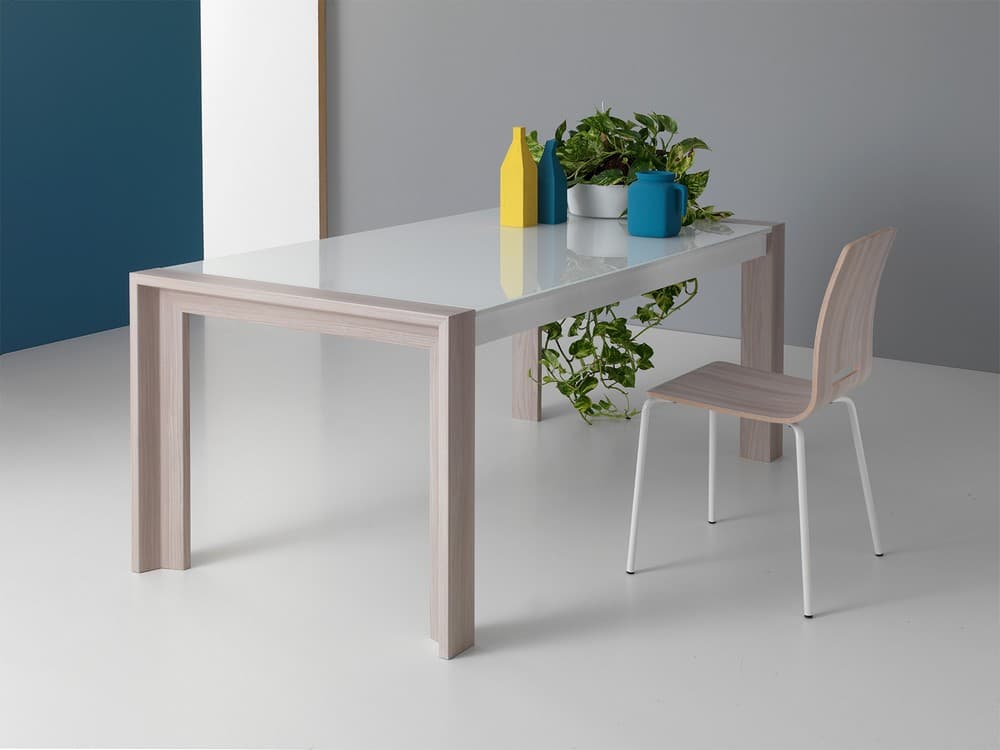 Tavolo Milano allungabile top vetro bianco - Immagine 1